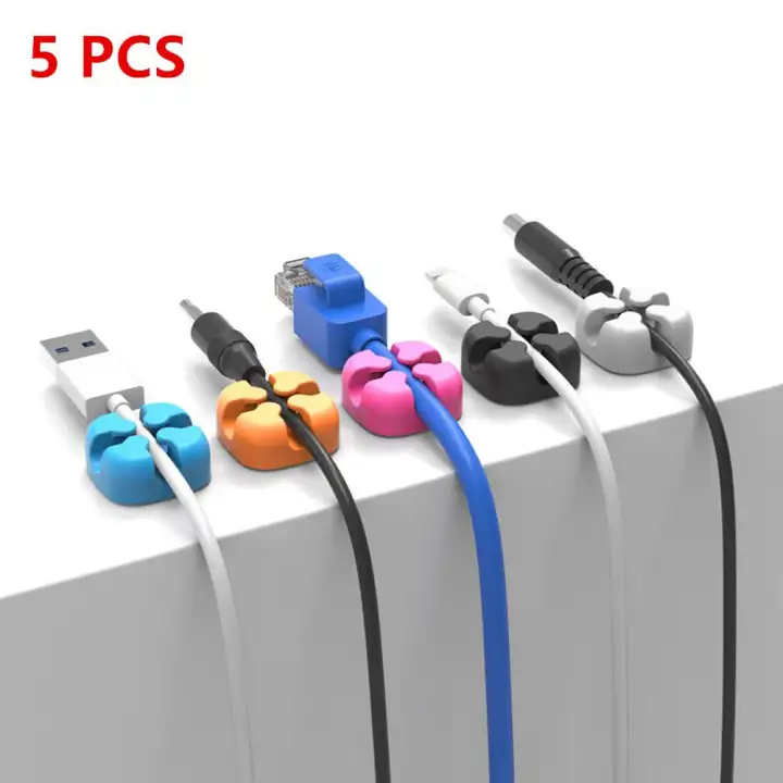 5 Pcs Office Desk Adhesive Silicone Cable Organizer Wire Organizer