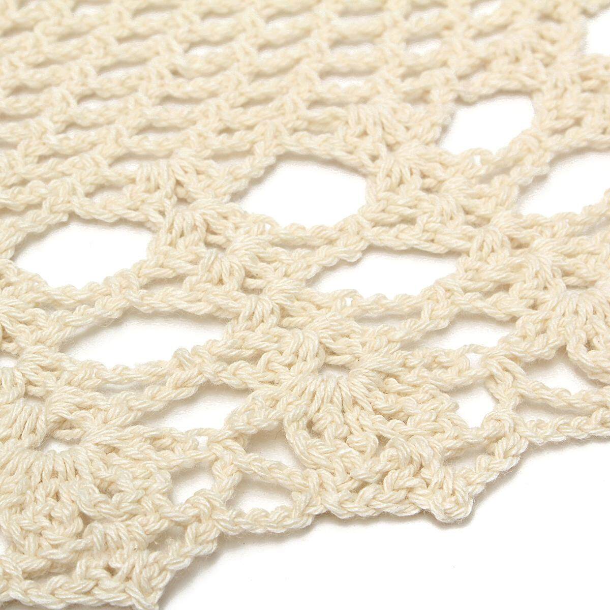 5PCS Hand Crochet Lace Doily Placemat Table Cloth Cotton Round 58CM White/Ecru#Beige