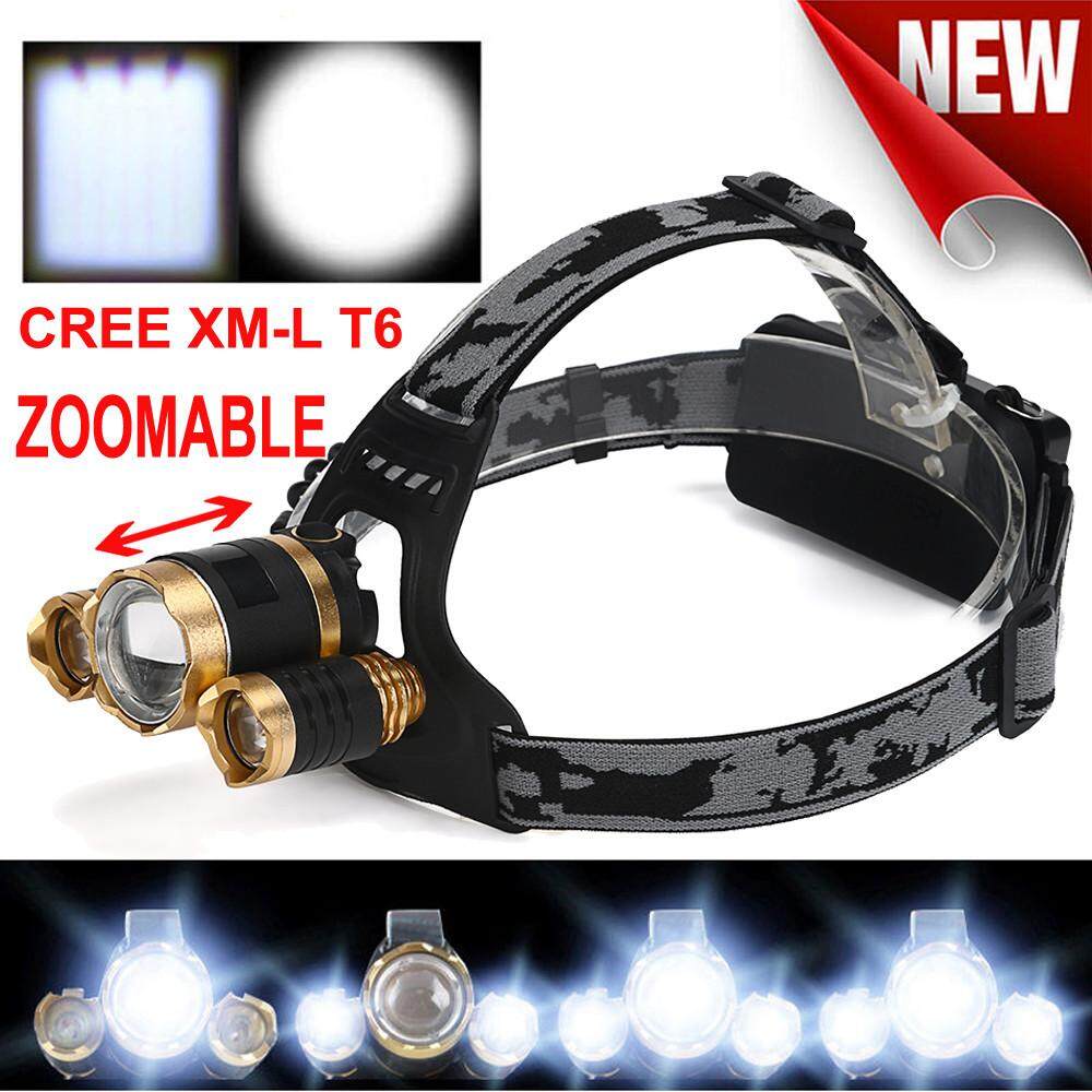 Super Bright LED Headlight Flashlight Torch 3x XM-L T6 Headlamp Head Light Lamp