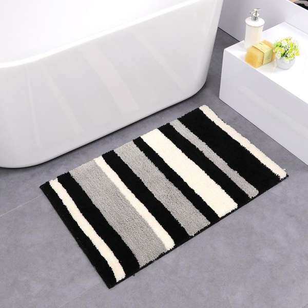 45x65cm Modern Striped Carpet Microfiber Doormat Area Rug Bathroom Kitchen Non-Slip Small Carpet Door Floor Mat Home Decor#Black