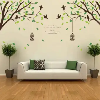Hitam Pohon Burung Pvc Pelekat Dinding Diy Stiker Kertas Dinding