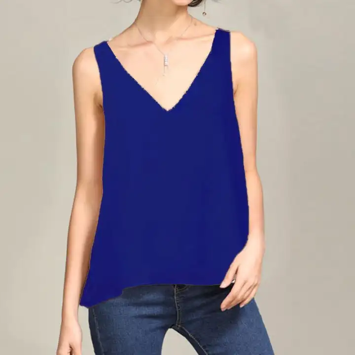 deep v neck sleeveless top