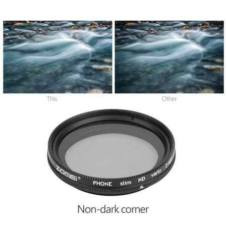 ZOMEI Adjustable 37mm Neutral Density Clip-on ND 2-400 Phone Camera Filter