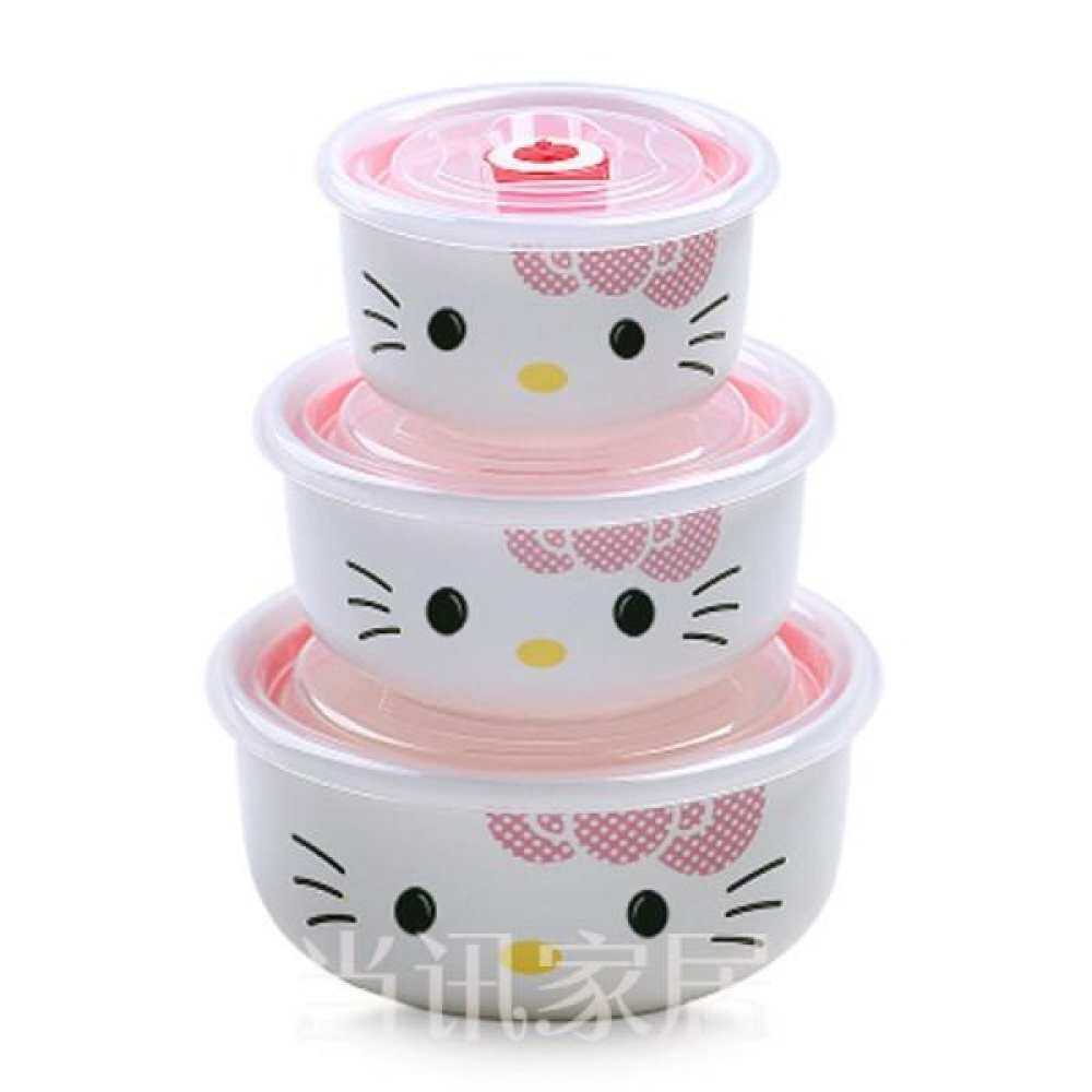 Kotak Bekal Makan Siang Keramik Rumah Tangga Mangkuk Segar Tiga Potong dengan Penutup Kotak Bekal Makan Siang Seal Plum Cat Keramik Emas Lucu Kotak Bubuk Kotak Gelembung Topi Mangkuk dapur Kreatif Makan Siang