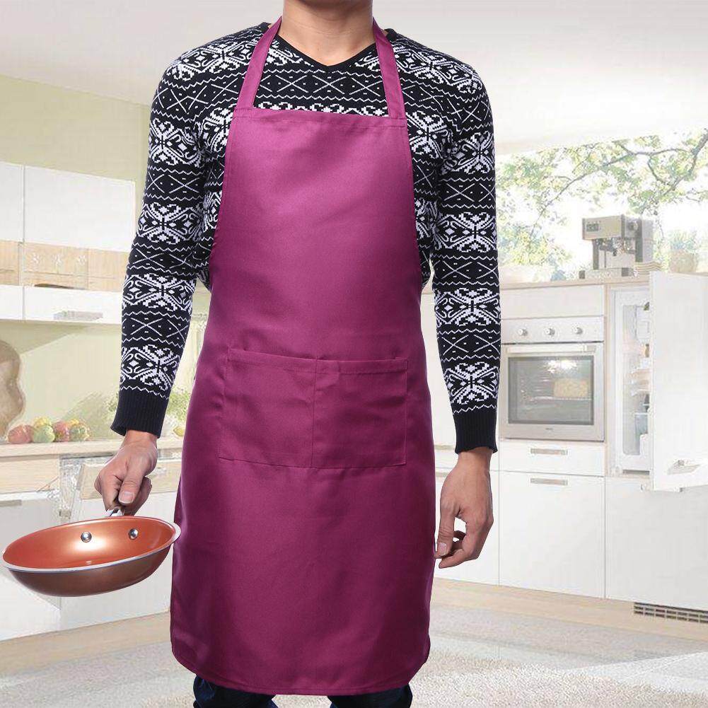 Newlifestyle Solid Color Sleeveless Canvas Linen Waterproof Apron Kitchen Cooking Dress(Purple)