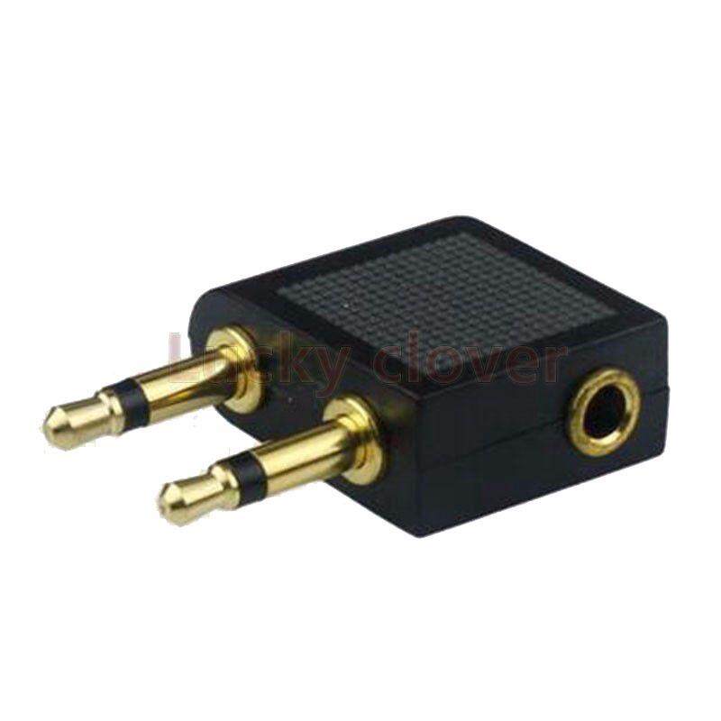 2PCS Airplane Airline Travel Headphones Jack Audio 3.5mm Adapter Converter