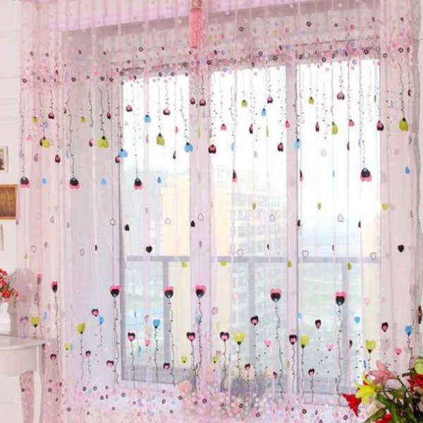 Aukey Storel Balloon Tulle Window Curtain Voile Drape Sheer Scarf Valances Home Decoration