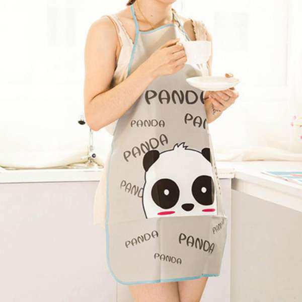 3 Pattern- Women Cartoon Waterproof Apron Kitchen Restaurant Cooking Bib Purple Type:Panda