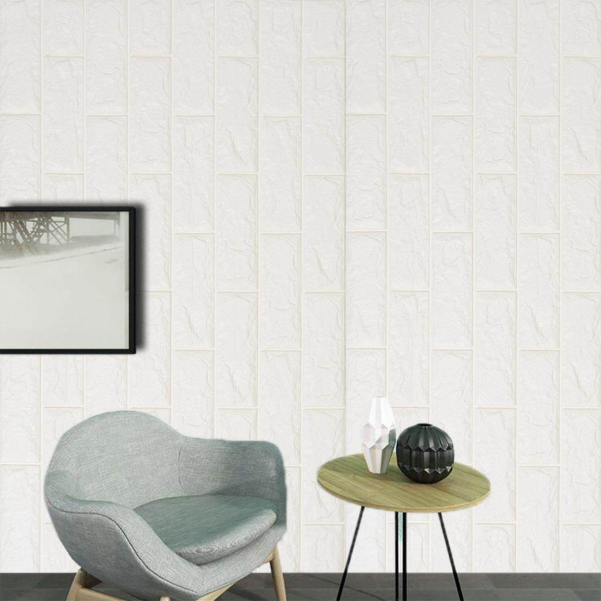 3D Brick Waterproof Wall Sticker Self-adhesive Panels Decal Wallpaper 100*250cm White