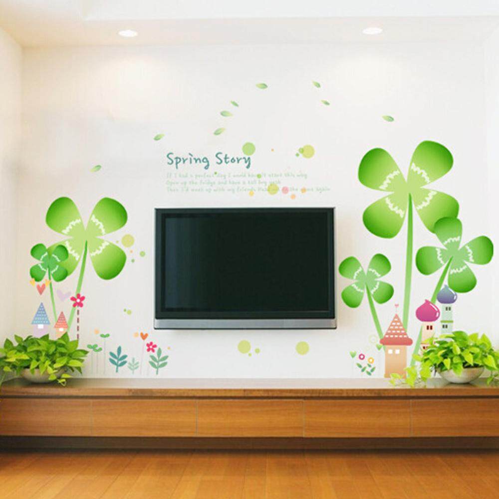 Green Clover Spring PVC Wall Decals DIY Home Sticker WallPaper Vinyl Wall arts Pictures Removable Murals For House Decoration Baby Living Rooms Bedroom Toilet