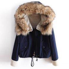 FashionDoor Nữ Mùa Đông Nỉ Dài Tay Có Mũ Trùm Đầu Ngắn Ấm Túi Khóa Kéo Áo Khoác Áo Khoác