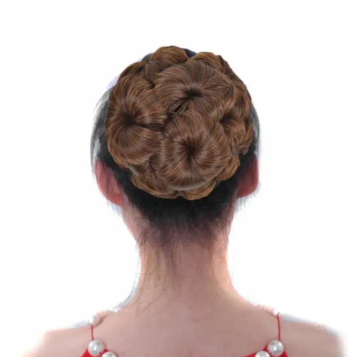 Nine Wig Flower Hair Bun Bride Hair Bun Hair Clip Comb Human Black