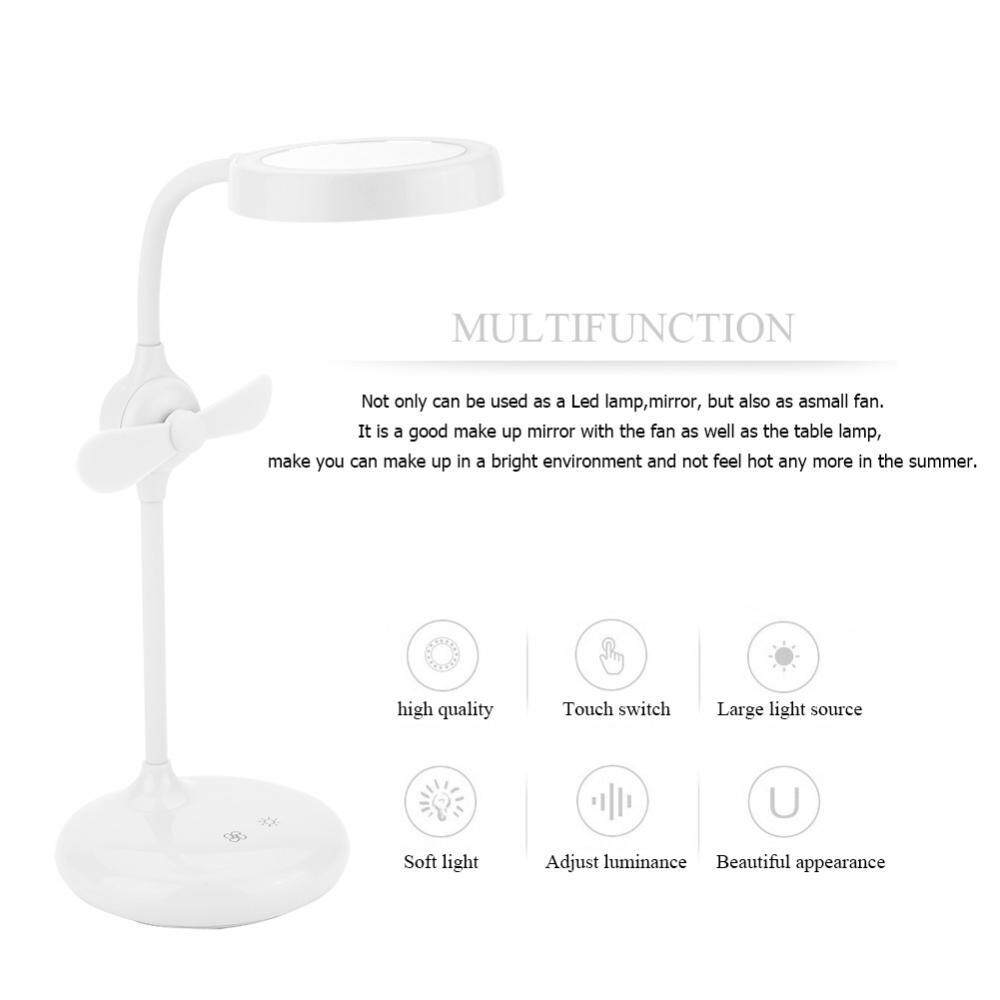 Led Makeup Mirror Eye - protection Lamps Stepless Adjustable Touch Control Table Lamp with fan - intl