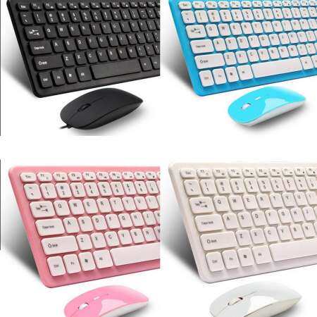 ขายร้อนง่าย ULTRA - Slim สีดำ USB Mini Wireless แป้นพิมพ์และเมาส์ Combo Kit