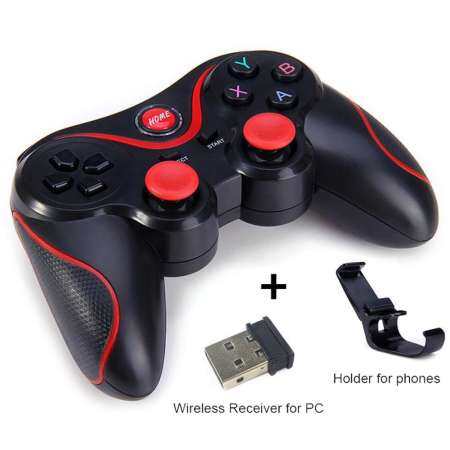 RYT T3 Bluetooth Wireless Gamepad S600 STB S3VR Game Controller Joystick For Android iOS Mobile Phones PC C BLack and red
