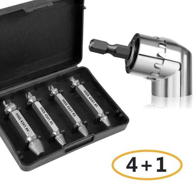 Hộp 4 cái dụng cụ tháo vít bị hư hỏng dụng cụ tháo vít đầu nối tua vít mũi khoan lục giác mở rộng góc 105 độ