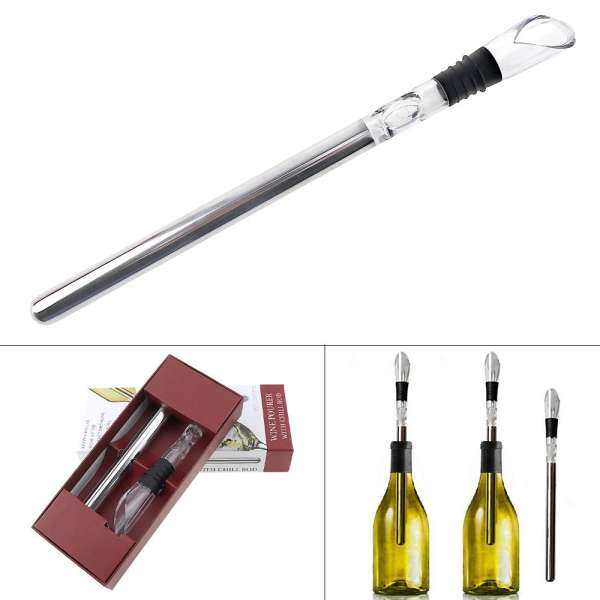 Stainless Steel Wine Cooler Chiller Stick with Pourer and Acrylic Material for Kitchen Bar KTV