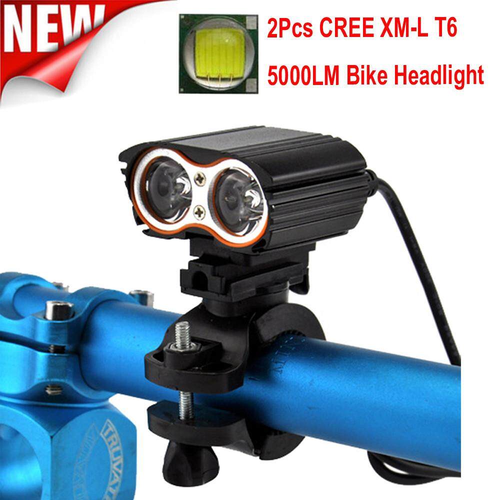 2x XM-L T6 LED USB Waterproof Lamp Bike Bicycle Headlight + Rear Light