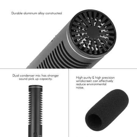 Andoer Professional ไมโครโฟนสัมภาษณ์ Shotgun Switchable Omni - Directional Cardioid Pick - up โหมดสำหรับ Canon Nikon SONY DSLR กล้อง - INTL