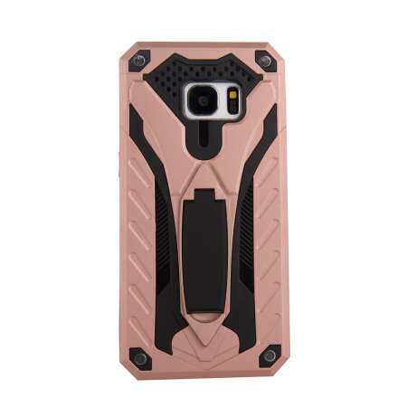 for Samsung Galaxy S7 Edge Case [Dots  Stripes] 2in1 Hybrid PC+TPU Armor Back Case Cover, Metal Pad, with Built in Stand Holder, Skidproof, Shock Absorption, Mix  Match