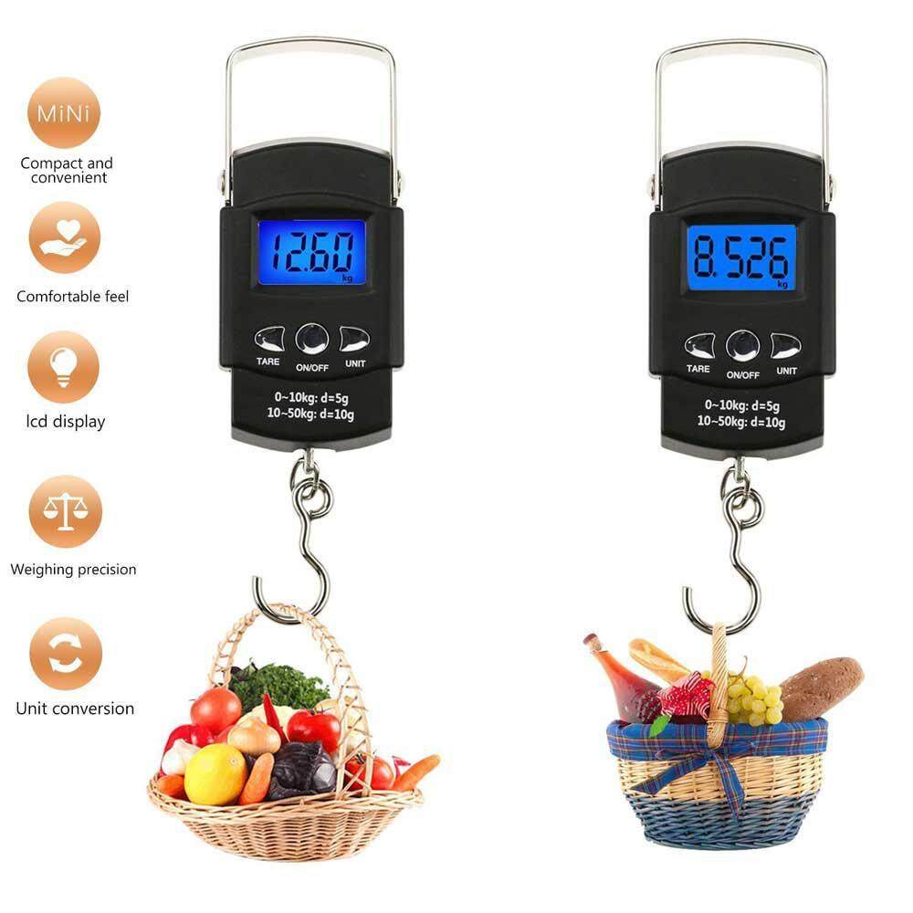 5g-10g Portable Digital Hanging Fishing Scale with Lighted LCD Display 50Kg 