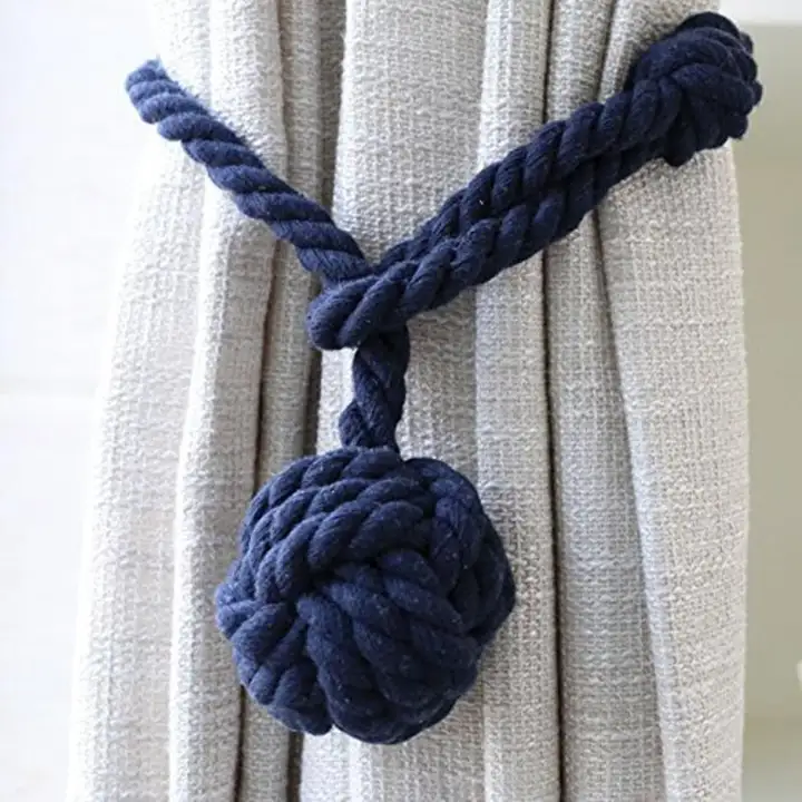 2 Pack 1 Pair Fine Hand Tied Curtain Clip Buckle Holdback Fabric