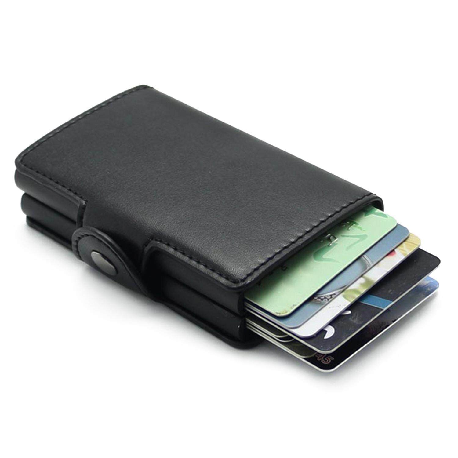 Credit Card Holder PU Leather Wallet Antitheft Men Wallets Automatic Pop Up Card