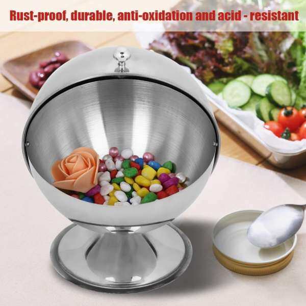 Stainless Steel Spherical Seasoning Bottle Restaurant Kitchen Spice Storage Container Bowl - intl