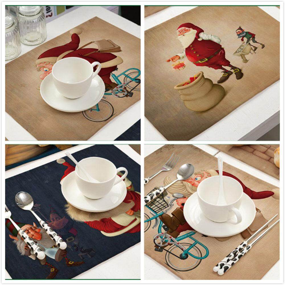 DIÊN QUÂN Santa Điều Khoản Hoa Văn Bàn Ăn Placemats Vải Bông Cách Nhiệt Placemat Chống bỏng nước Bàn Thảm Trang Trí