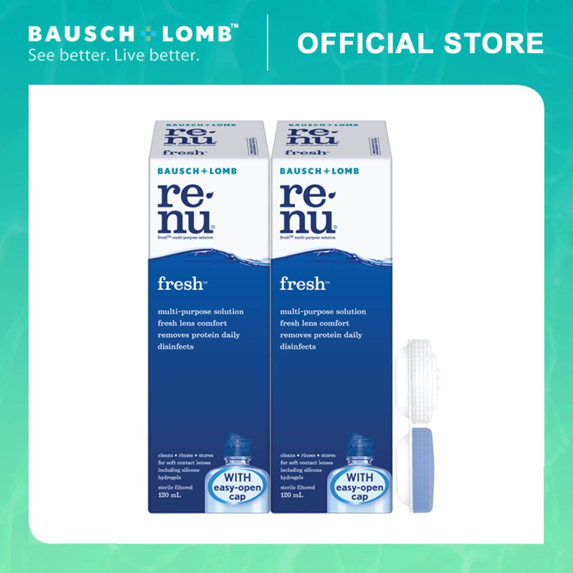 Bausch & Lomb Renu Fresh 120ml 2-Pack Combo Multi-Purpose Solution Travel Pack (2 Boxes)