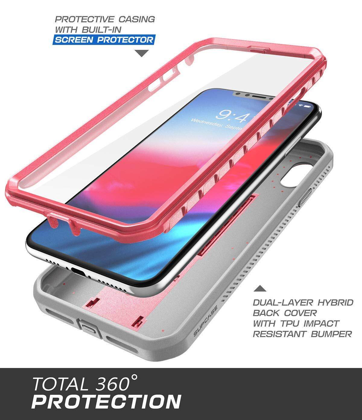 Cho Iphone XS Max Ốp lưng BẢO VỆ SUPCASE Toàn Thân Chắc Chắn Kẹp Bao Da có Nắp Đậy Bảo Vệ Màn Hình & Chân Đế