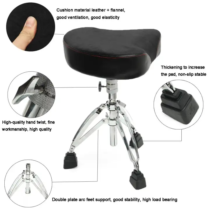 Drum Throne Foldable Seat Drummers Stool Stand Chair Percussion