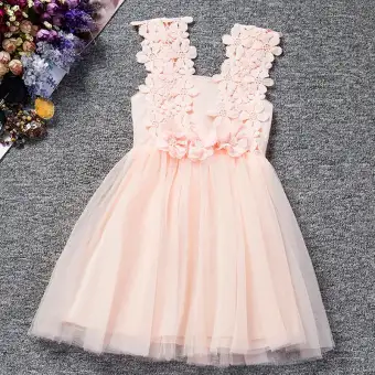 Baby Kids Lace Flower Dress Summer Casual Princess Tutu Dress