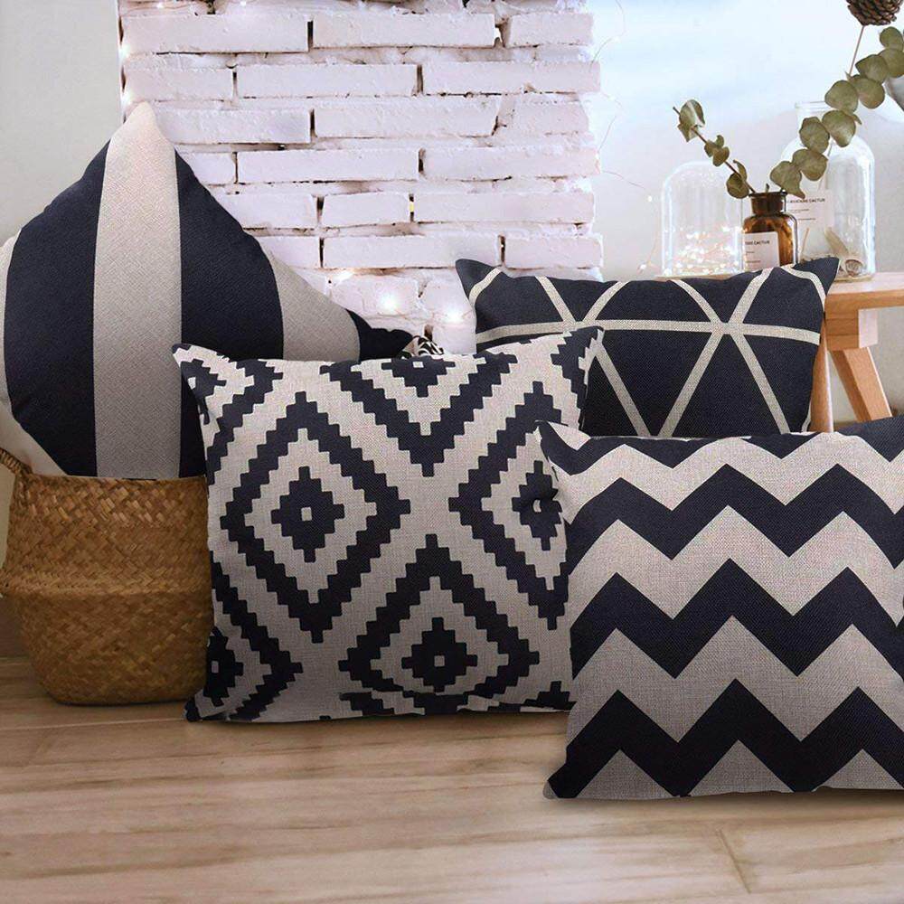 Geometrict Hoa Văn Ném Gối Có 18x18 Inch Vải Lanh Cotton Đệm Có cho Ghế Dài Trang Trí Bộ 4 Finleystore