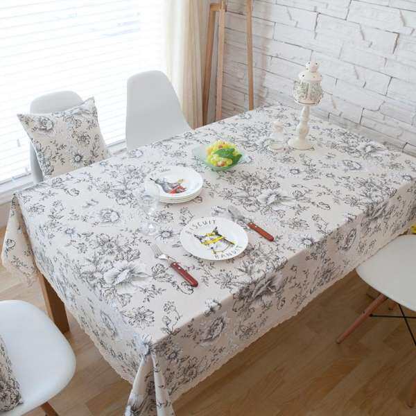 Cotton Linen Fresh Peony Flower Tablecloth Washable Table Cover Table Runner Placemat Home Dinner Table Decoration Textiles#140*200 - intl