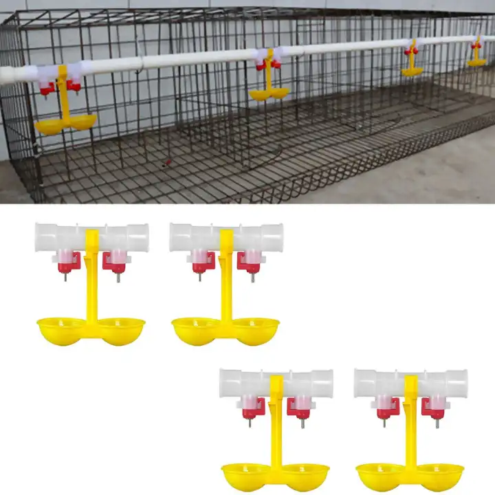 4 Pcs Double Feeder Drinker Chicken Drinking Fountain Cup Poultry