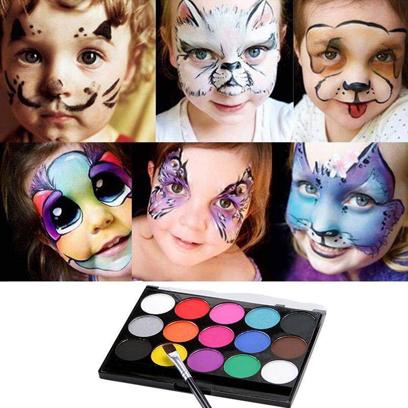 BuyInBulk 15 Colors Body and Face Paint Set and Palette Kit - Non-Toxic Water-Based Colors for Costumes, Parties, Theater, Special Effects, and Festivals