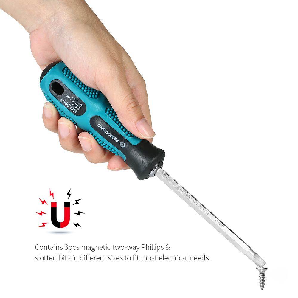Bộ Tua Vít Cách Điện Đa Chức Năng PENGGONG, 4 Tua Vít Với Nam Châm Hai Chiều Có Rãnh & Phillips Bits, Bộ Dụng Cụ Sửa Chữa Thiết Bị Điện