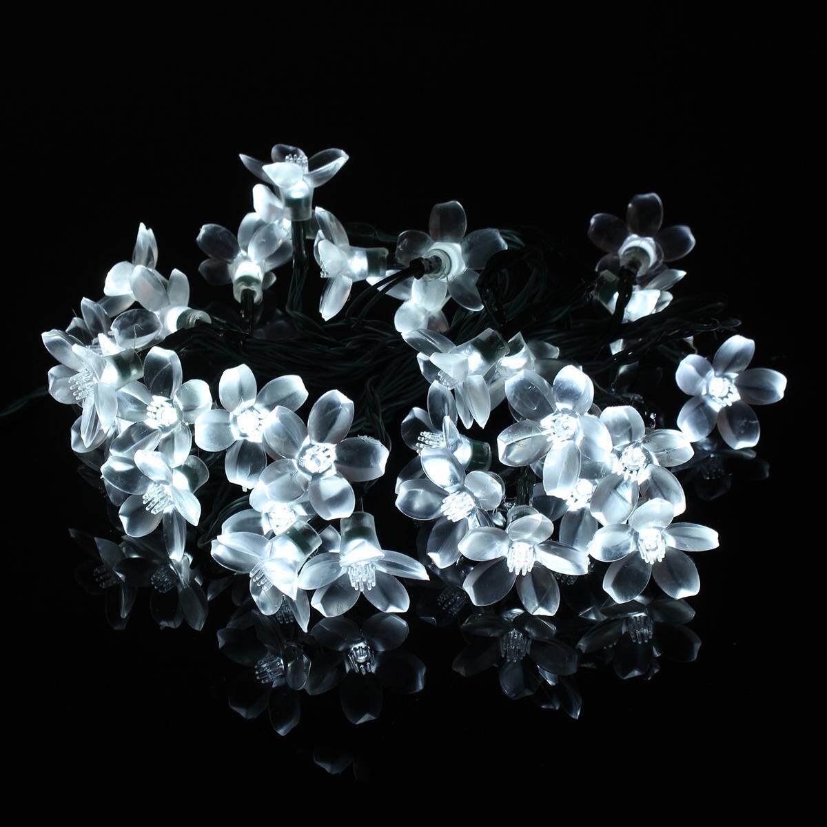 2PCS 30 LED Blossom Flower Solar Powered Garden Fairy String Lights Outdoor Lamp # Cold white