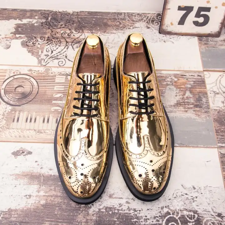 Men Formal Shoes Fashion Dress Shoes Bullock Oxfords Shoes Wedding