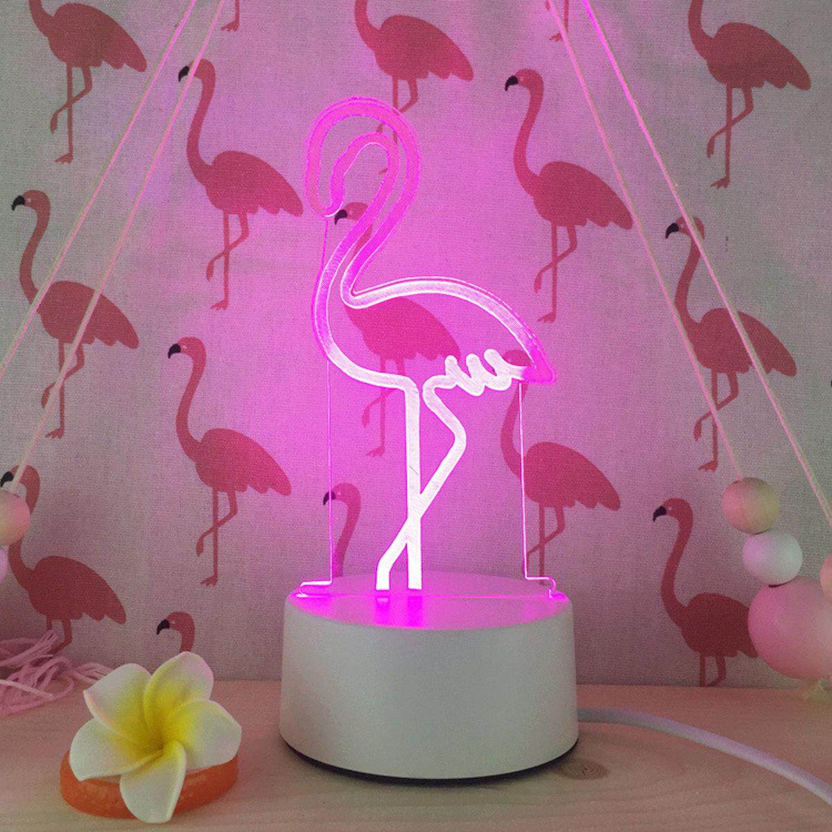 Novelty Flamingo Small Neon Night Light Desktop Lamp Retro Home Decor - intl