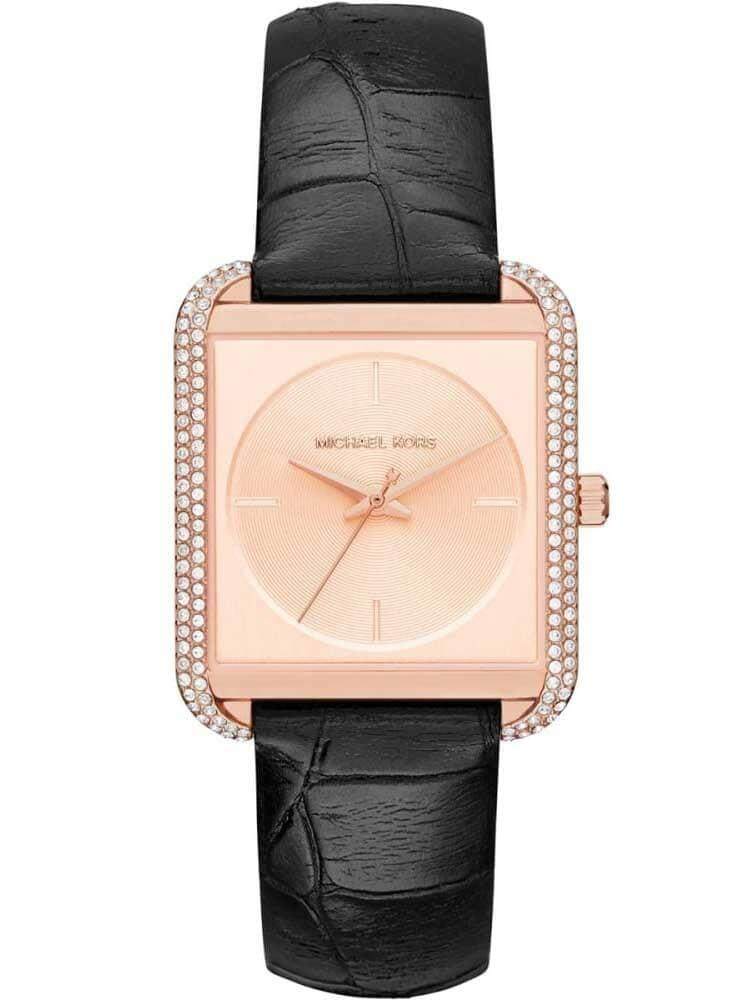 michael kors rose gold leather watch