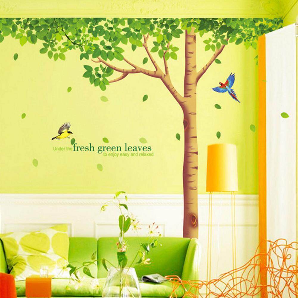 Green Tree Birds PVC Wall Decals DIY Home Sticker WallPaper Vinyl Wall arts Pictures Removable Murals For House Decoration Baby Living Rooms Bedroom Toilet