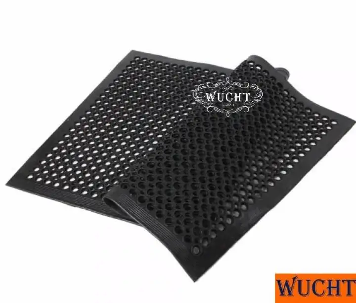 Wucht 3 X 5 Feet Black Rubber Anti Slip Anti Grease Bar Floor Mat
