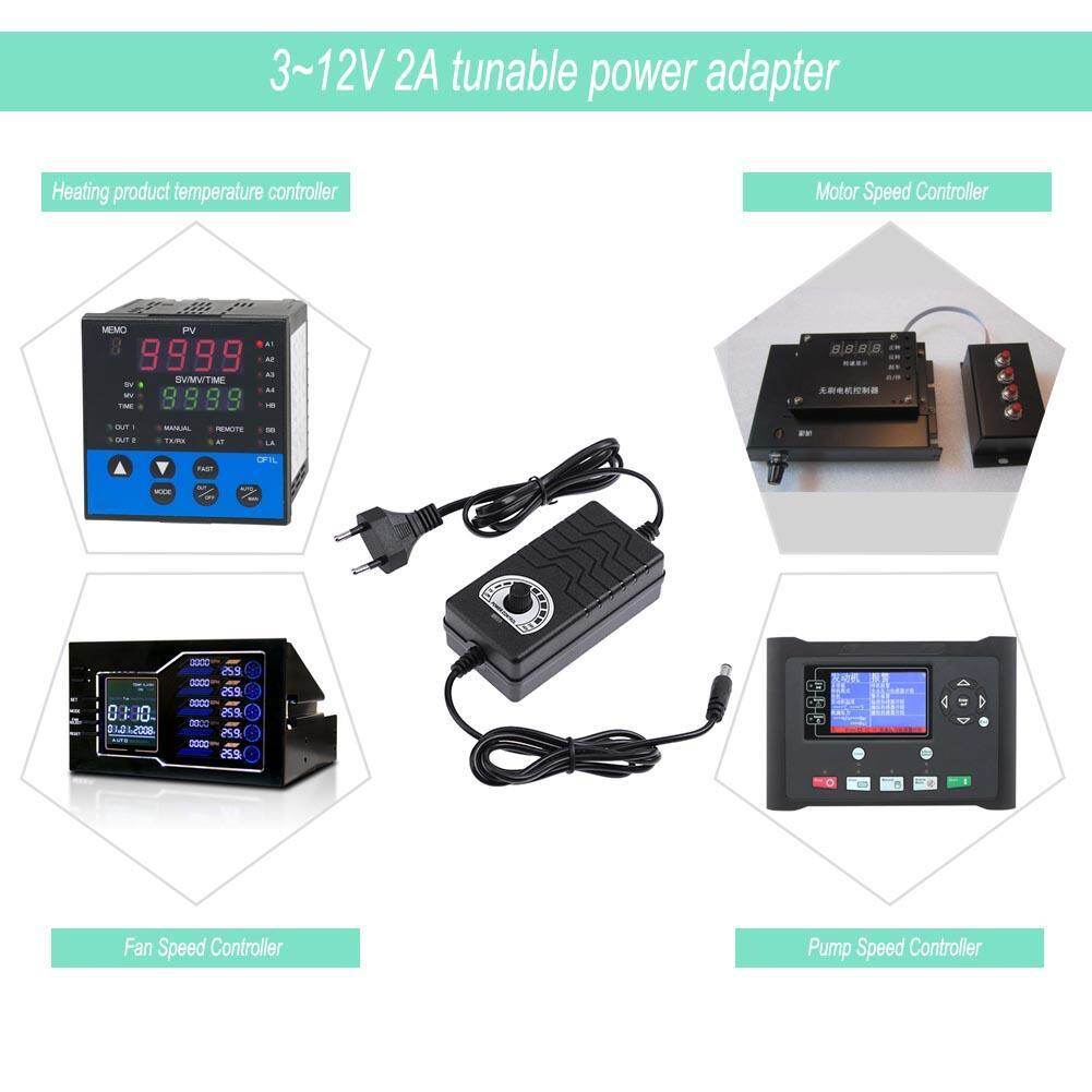 Adjustable AC to DC Adapter 3 - 12V 2A Power Supply Motor Speed Controller   for  Electric Motor Drill ( Gold )  - 0.3m ( Gold )