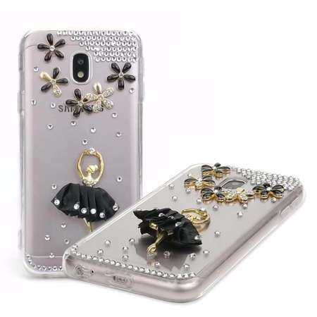 กรณีเพชรสำหรับซัมซุงกาแล็คซี่ J7 2017 J730 กรณี TPU J7 Pro 2017 Rhinestone เคสโทรศัพท์ - INTL