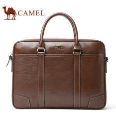 Camel Men’s 100% Genuine Cow Leather Business Bags vintage formal office Briefcase casual travel holder Messenger bags laptop handbag Shoulder Crossbody Bags