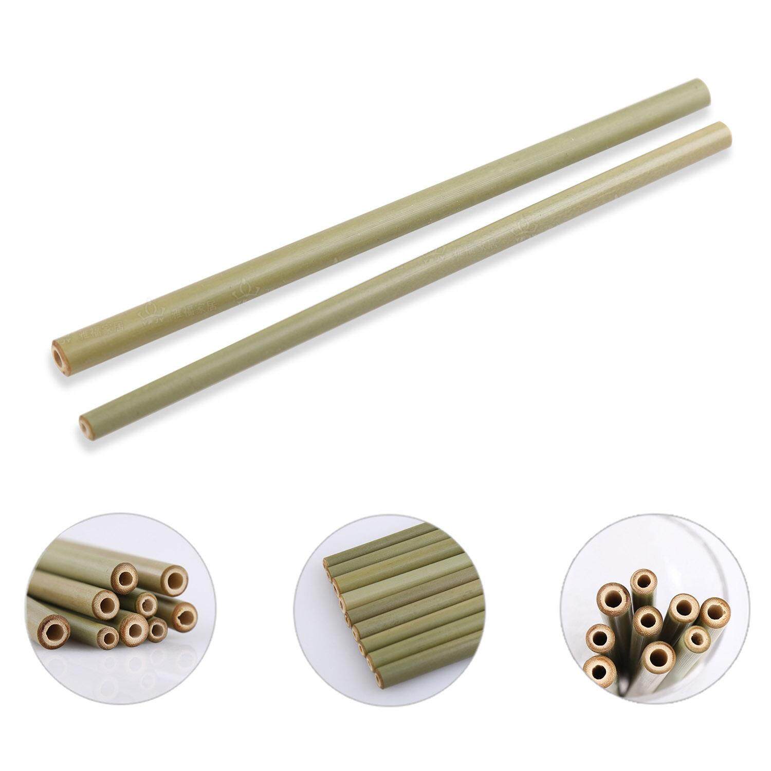 12pcs Bamboo Drinking Straws with 1pcs Cleaning Brush for Home Cold Drink Shop Coffee Shop 8 Inch Length