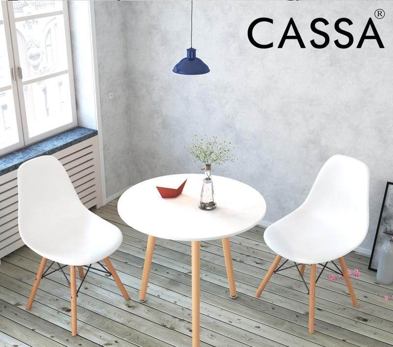 Casa Eames White Stylish Hi Tea Dining Set Round Table 60 Cm Casa Eames White Stylish Hi Tea Dining Set Round Table 60 Cm Together With 2 Unit Seat Natural Wood Legs Chair Lazada