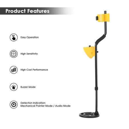 Yupt 2018 updated Long Range Waterroof Gold Treasure Detector Diamond Detecting Machine Metal Detector Machinery Treasure Hunter Digger LCD Display Headphone Ultra Sensitivity Detector Yellow MD3009II